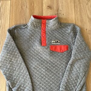 Patagonia Gray and Red Boxy Polo Sweatshirt